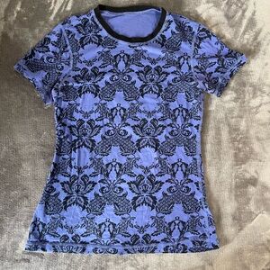 Lululemon Patterned Blue and Black Top